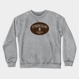 St Simons Island Georgia Sea Islands Anchor Brown Crewneck Sweatshirt